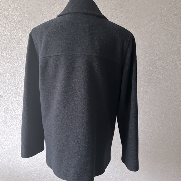 Kristen Blake Button Down Black Pea Coat Size Small 100% Wool - Picture 3 of 6